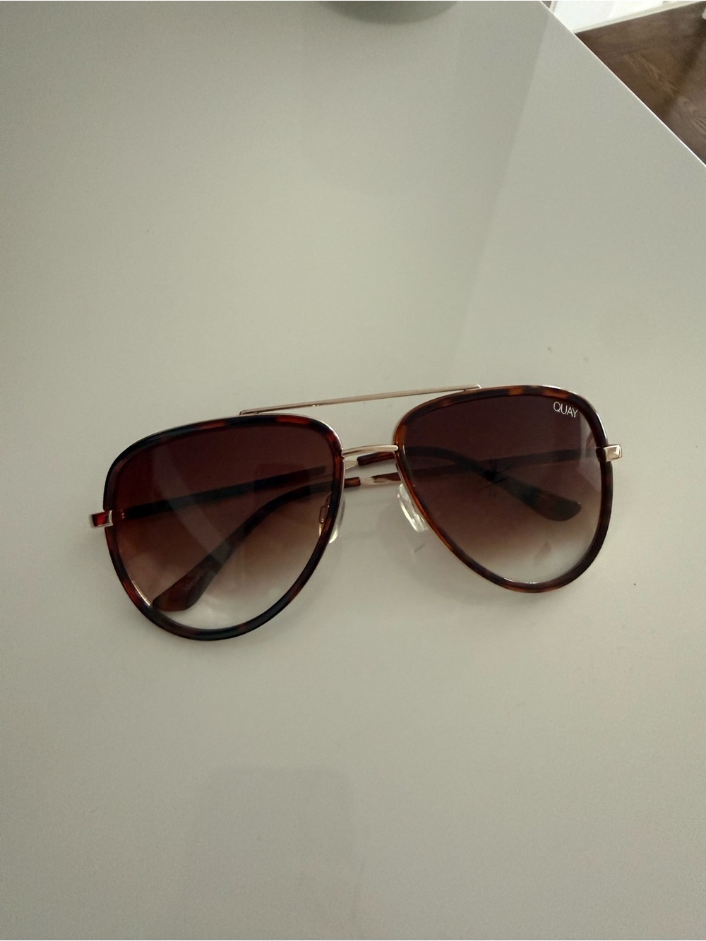 Quay Australia Tortoiseshell Aviator Sunglasses with Brown Gradient Lenses